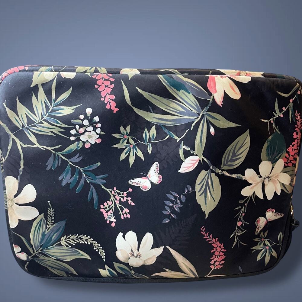 KATE SPADE Tropical Black Floral Zip Around Laptop Case Excellent Condition - Picture 3 of 7